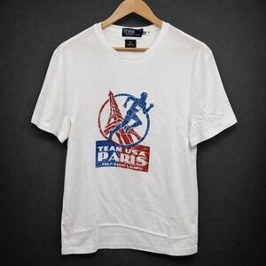 Polo Ralph Lauren Mens Team USA Paralympics Paris‎ White Graphic T Shirt Size L